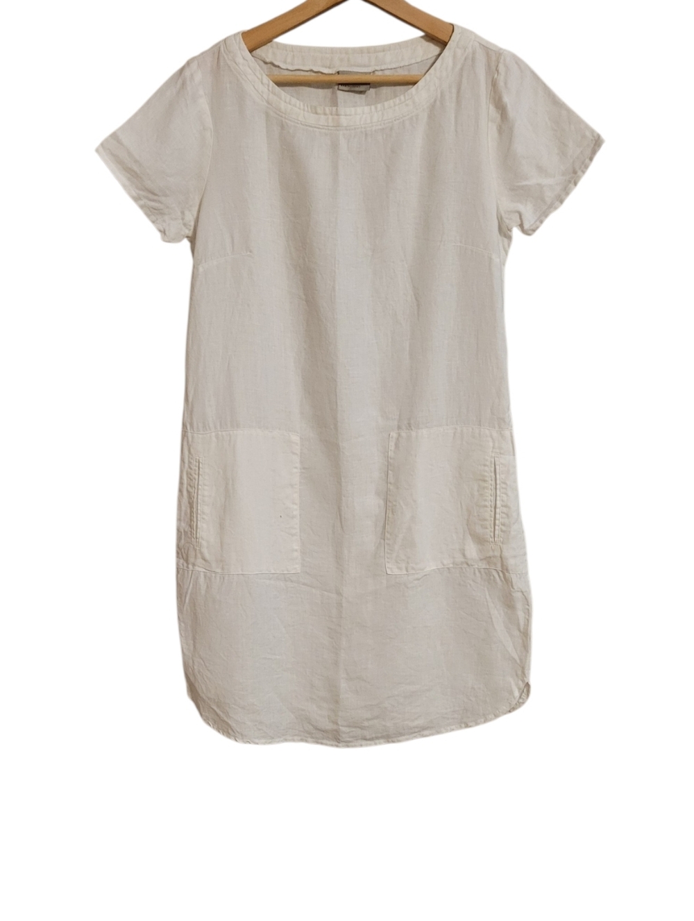 Earthaddict White Linen Front Pocket Dress